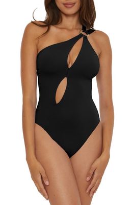 Soluna One-Shoulder Cutout One-Piece Swimsuit in Black