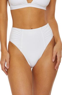 Soluna Ruched High Waist Bikini Bottoms in White