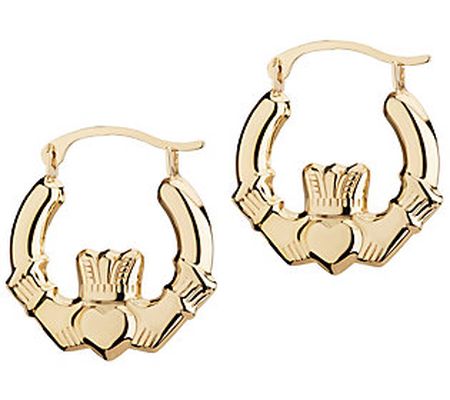 Solvar 14K Claddagh Hoop Earrings