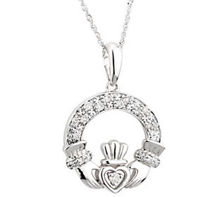 Solvar 14K Diamond Claddagh Pendant w/ Chain