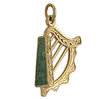 Solvar 14K Gold Connemara Marble Harp Charm