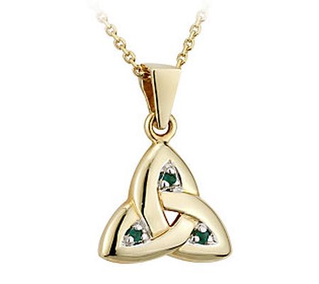 Solvar 14K Gold Emerald Trinity Knot Pendant w/ Chain