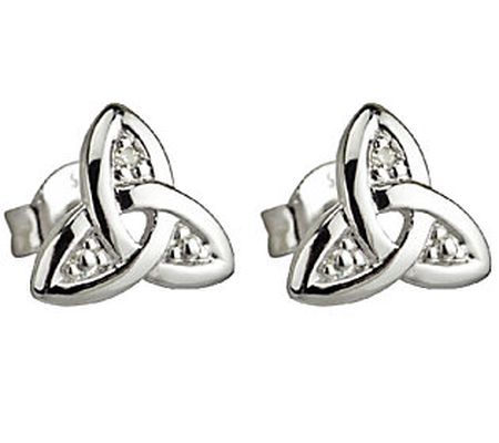 Solvar 14K White Gold & Diamond Trinity Knot St ud Earrings