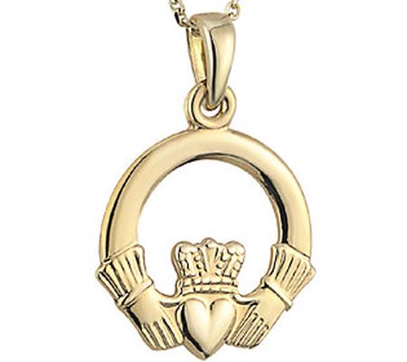 Solvar Claddagh Pendant with 18" Chain 1 4K Gol d