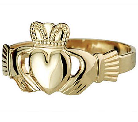 Solvar Deluxe Puffed Heart Claddagh Ring, 14K G old