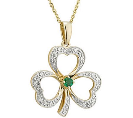 Solvar Diamond & Emerald Accent Pendant w/ Chai n, 14K