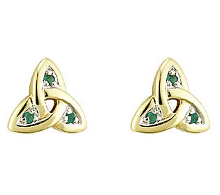 Solvar Emerald Trinity Knot Stud, 14K