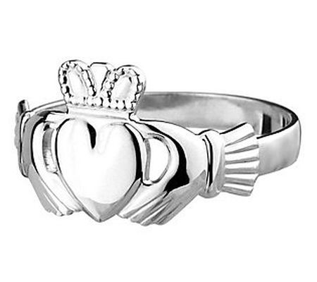 Solvar Ladies Claddagh Ring, 14K White Gold