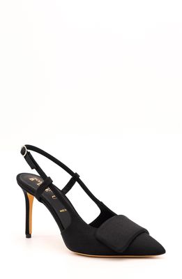 Something Bleu Halen Pointed Toe Slingback Pump in Black Satin