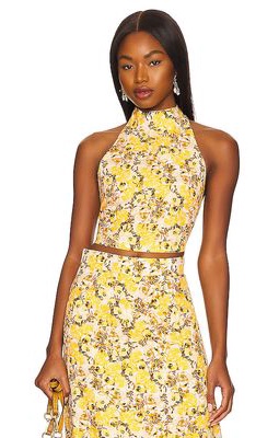 Something Navy Floral Halter Top in Cream