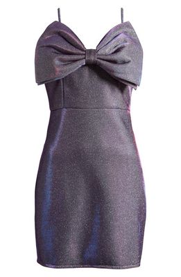 SOMETHING NEW Alicia Metallic Bow Front Dress in Black
