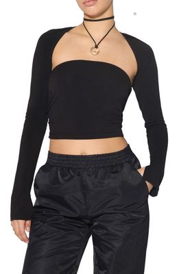 SOMETHING NEW Back Cutout Crop Top in Black
