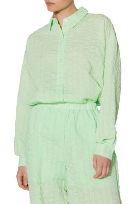 SOMETHING NEW Barbara Textured Stripe Button-Up Shirt in Seacrest