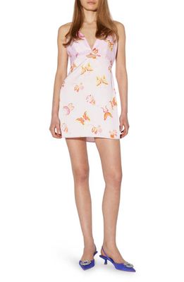 SOMETHING NEW Buffy Butterfly Keyhole Cutout Dress in Lilac Snow Aop Butterfly