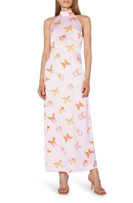 SOMETHING NEW Buffy Mock Neck Maxi Dress in Lilac Snow Aop Butterfly