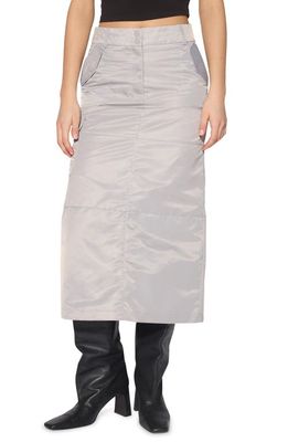 SOMETHING NEW Eco Recycled Nylon Maxi Skirt in Harbor Mist