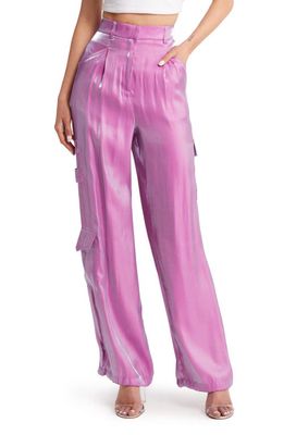 SOMETHING NEW Iridescent Cargo Pants in Rose Violet