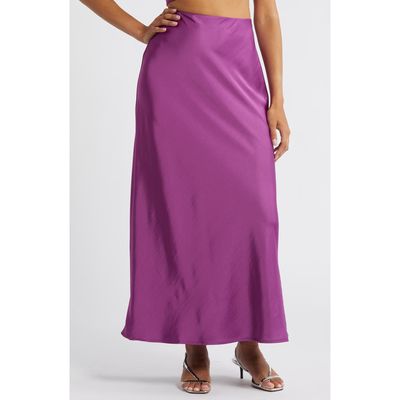 SOMETHING NEW Marie Satin Maxi Skirt in Willowherb 