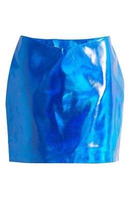 SOMETHING NEW Metallic Faux Leather Miniskirt in Limoges