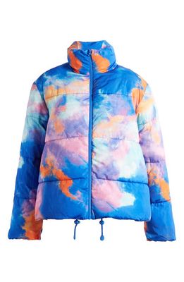 SOMETHING NEW Mia Water Resistant Abstract Print Quilted Jacket in Limoges Aop Print