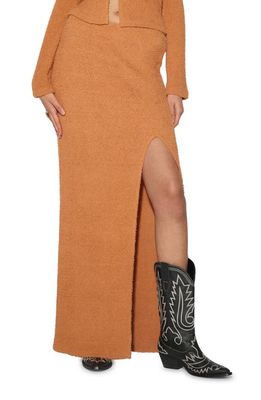 SOMETHING NEW Mila Fuzzy High Waist Maxi Skirt in Desert Sun