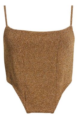 SOMETHING NEW Nadia Metallic Crop Camisole in Rich Gold