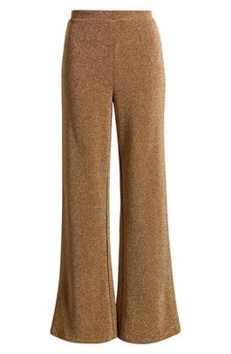 SOMETHING NEW Nadia Metallic Knit Pants in Rich Gold