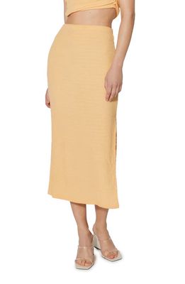 SOMETHING NEW Smocked Midi Skirt in Apricot Sherbet