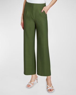 Sona Cropped Straight-Leg Crepe Pants