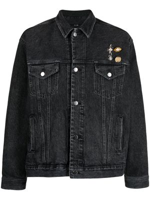 Song For The Mute brooch-detail denim jacket - Black