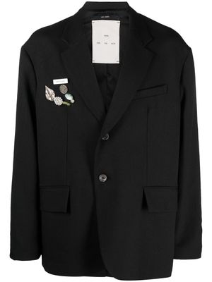 Song For The Mute brooch-detail square blazer - Black