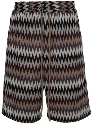 Song For The Mute chevron-knit elasticated-waist shorts - Brown