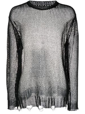 Song For The Mute distressed-effect crochet jumper - Black