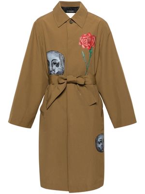 Song For The Mute Full Moon belted coat - Green
