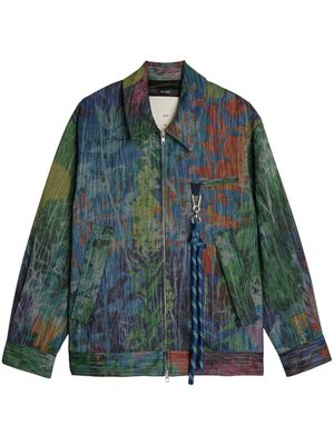 Song For The Mute painterly-print zip-up jacket - Green