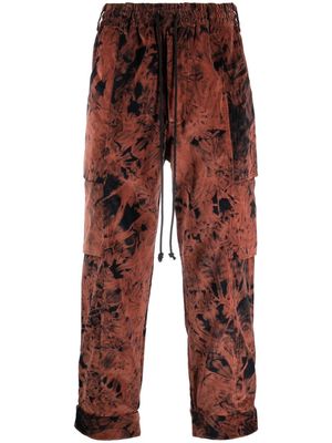 Song For The Mute tie-dye layered-pocket trousers - RUST