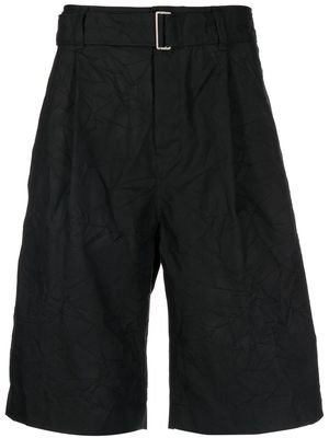 SONGZIO belted-waist crinkled shorts - Black