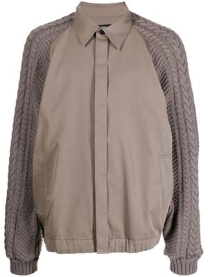 SONGZIO cable-knit sleeve shirt - Brown