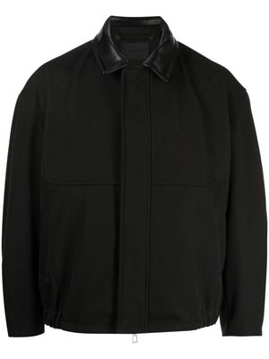 SONGZIO contrasting-collar zipped shirt jacket - Black