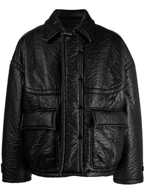 SONGZIO cracked-effect faux-leather jacket - Black
