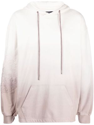 SONGZIO gradient-effect embroidered hoodie - White
