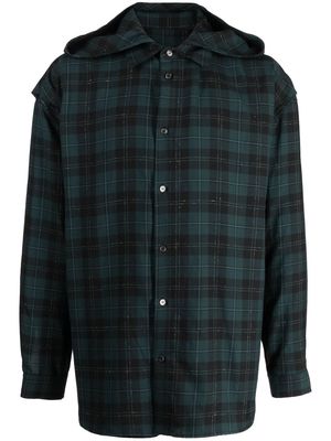 SONGZIO hooded plaid-check print shirt - Green
