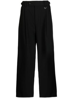 SONGZIO logo-embroidered pleated straight-leg trousers - Black