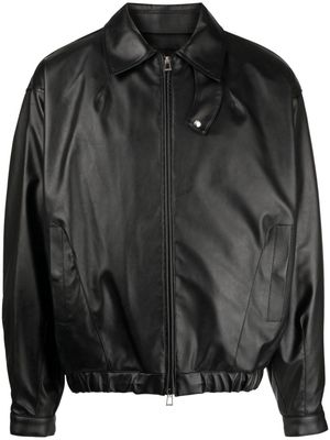 SONGZIO logo-plaque faux-leather jacket - Black