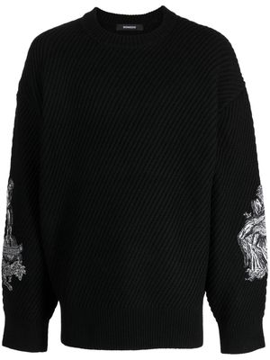 SONGZIO Reflexion Diagonal ribbed-knit jumper - Black