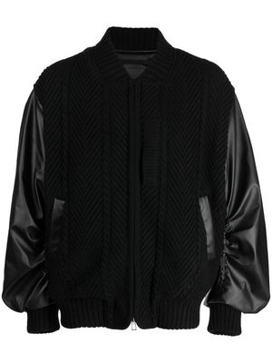 SONGZIO Varsity herringbone-knit bomber jacket - Black