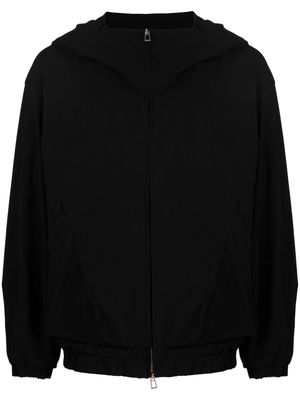 SONGZIO zip-up pleat-detail hoodie - Black