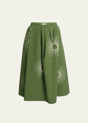 Soni Embroidered Circle-Cut Maxi Skirt