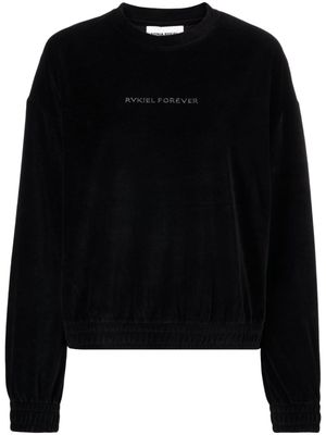 Sonia Rykiel beaded-logo velvet sweatshirt - Black