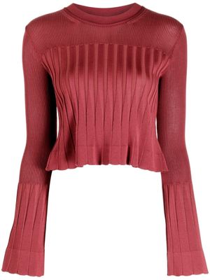 Sonia Rykiel bell-sleeve ribbed-knit cropped top - Red